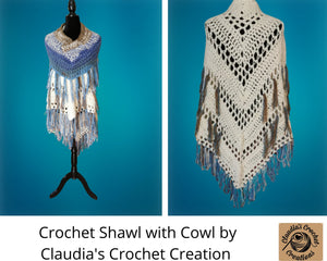 Crochet Shawl with Cowl, Shawl Set