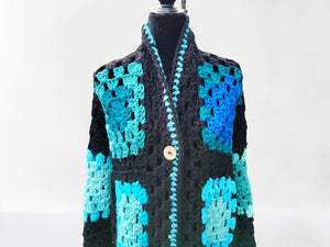 Long Crochet Coat, Granny Square Jacket, Long Granny Cardigan, Crochet Cardigan