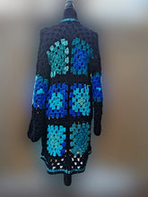 Load image into Gallery viewer, Long Crochet Coat, Granny Square Jacket, Long Granny Cardigan, Crochet Cardigan
