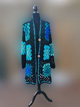 Load image into Gallery viewer, Long Crochet Coat, Granny Square Jacket, Long Granny Cardigan, Crochet Cardigan
