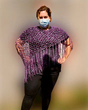 Load image into Gallery viewer, XL Purple Diagonal Crochet Poncho - ClaudiasCrochet
