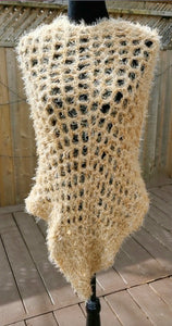 Soft and Fluffy Gold Crochet Poncho