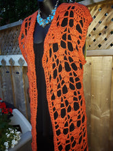 Load image into Gallery viewer, Burnt Orange, Long, Lacy Vest
