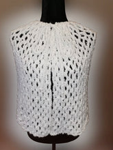 Load image into Gallery viewer, White Cape, Crochet White and Silver Poncho, Crochet Shawl
