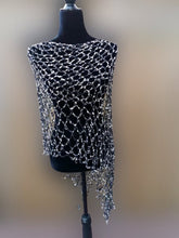 Load image into Gallery viewer, Grey &amp; Black Crochet Poncho - Diagonal Poncho
