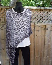 Load image into Gallery viewer, Grey &amp; Black Crochet Poncho - Diagonal Poncho
