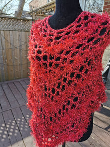 Red Sparkle, Crochet Poncho, Mi Amour Poncho