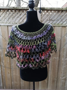 Crochet Boho Cape, Short Shawl