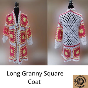 Granny Square Jacket, Crochet Cardigan Jacket, Long Flower Cardigan, Fairy Coat