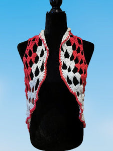 Crochet Boho-Chic Shrug, Circular Long Cocoon Vest