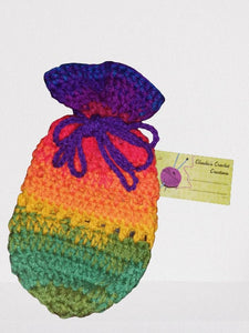 Rainbow Crochet Pouch , Healing Wand Holder, Crystal pouch, Herb pouch, Crystal Charging Pouch
