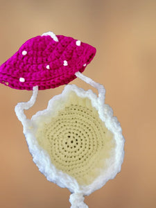 Mushroom Pouch, Crochet Mushroom Holder, Crochet Purse