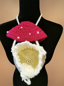 Mushroom Pouch, Crochet Mushroom Holder, Crochet Purse