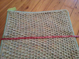 Organic Cotton, Crochet Baby Blanket backed with Flannel